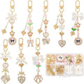 SUNNYCLUE 1 Box 156Pcs DIY 8 Sets Keychain Making Kit Bows Key Chain Charm Bead by SUNNYCLUE