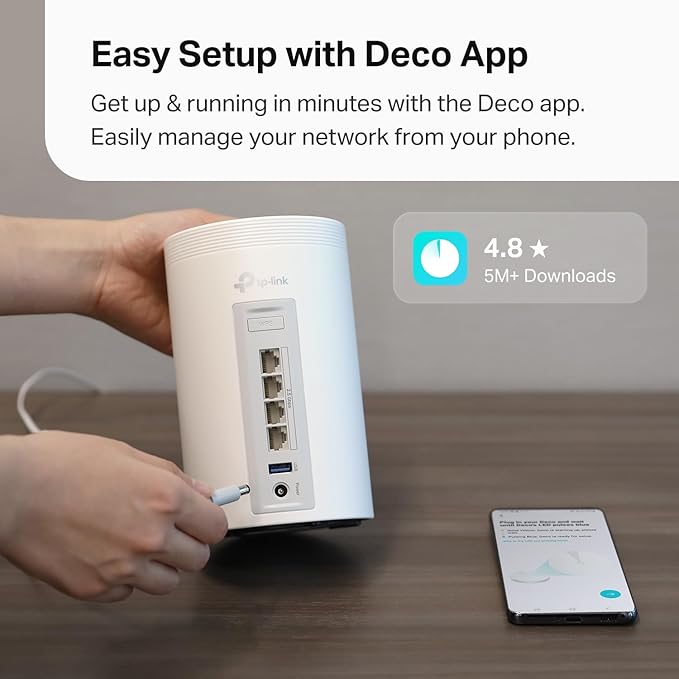 TP-Link Deco BE63 Tri-Band WiFi 7 BE10000 Whole Home Mesh System- 6-Stream 10 Gbps, 4X 2.5G Ports Wired Backhaul, 4X Smart Internal Antennas, VPN, MU-MIMO, HomeShield, Free Expert Support (1-Pack)