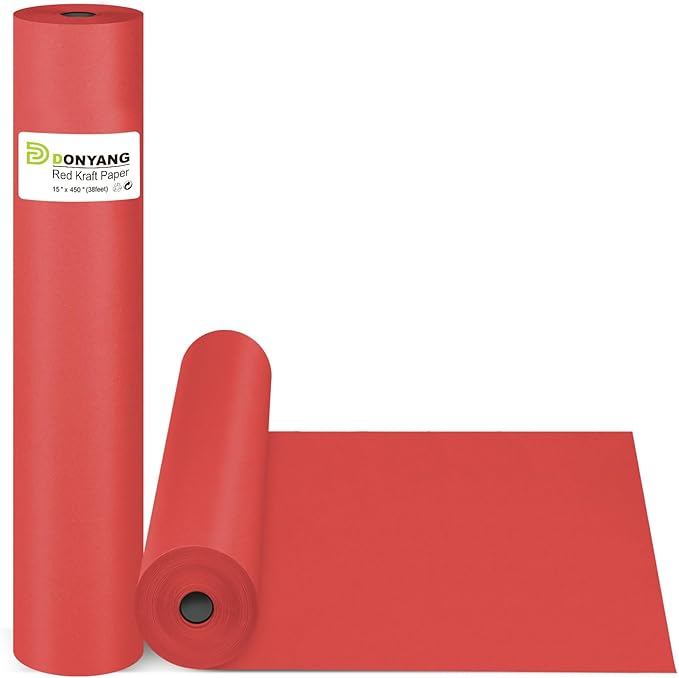 Red Wrapping Paper, Mother's Day Valentines Birthday Bouquet Flower Gift Wrap by Donyang