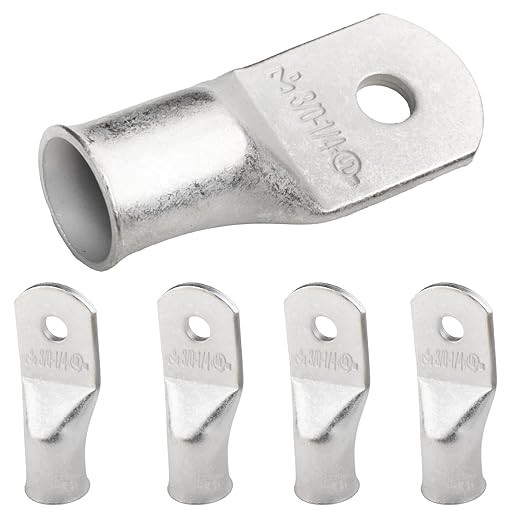 SELTERM 5pcs 3/0 AWG 1/4" Stud Tinned Copper Wire Lugs, Battery Lugs, Ring Terminals, Battery Cable Ends, 000 Gauge Ring Terminal Connectors, UL Marine Grade Electrical Battery Terminal Connectors