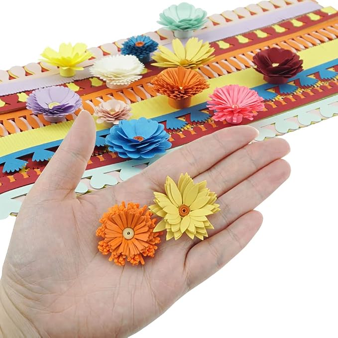 FAZHBARY Quilling Paper Flowers Kit Colorful 6 Set Petal Paper Quilling Strips - Image 5
