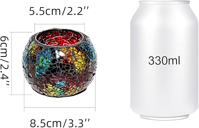 Colorful Mosaic Glass Tea Light Holders, Handmade Romantic Tealight Holders - Image 4