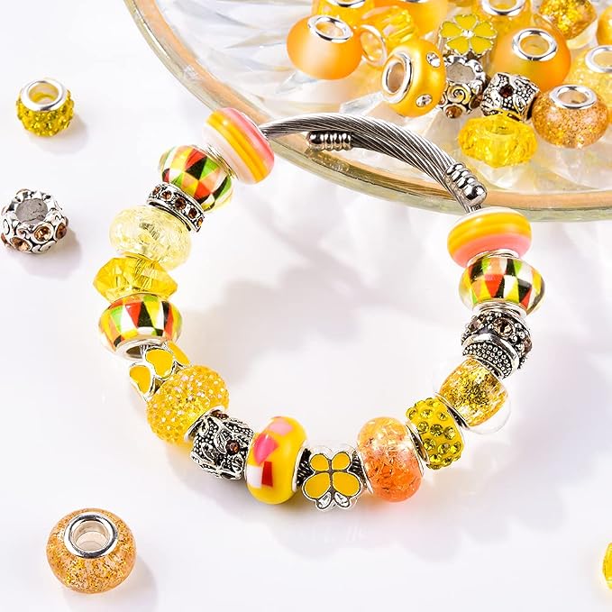 Aipridy European Large Hole Beads, Colorful Glass Charm Beads Set - Image 2