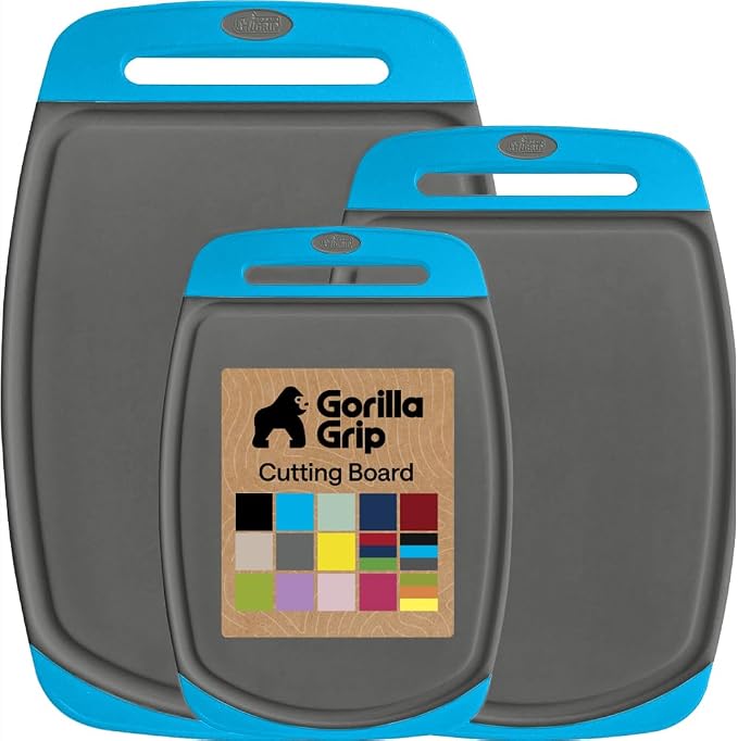 GORILLA GRIP BPA-Free Reversible Kitchen Cutting Board Set of 3, US Designed by Unknown