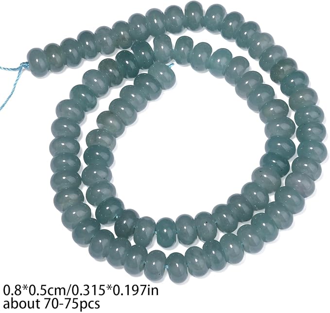 Songxi 5x8mm Natural Blue-Green Chalcedony Stone Rondelle Beads, Gemstone - Image 2