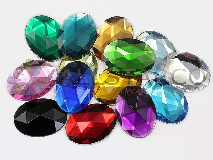 40x30mm Pink Hot .NAP01 Large Flat Back Oval Acrylic Rhinestones Cosplay - Image 4