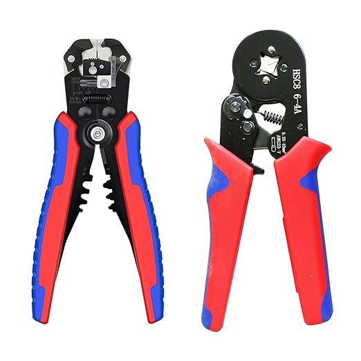 Ferrule Crimping and stripperring Tool Kit, Contain One AWG 23-7 (0.25-10mm²) Self-Adjustable Ratchet Wire Crimping Tool, Suitable for AWG10-24(0.2-6mm²) Wire Stripper and 1900PCS Wire Terminals