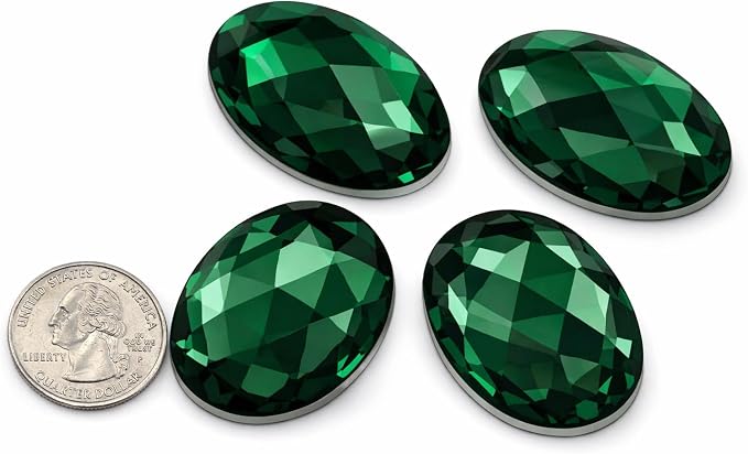 40x30mm Green Emerald H106 Large Flat Back Oval Acrylic Rhinestones Cosplay by Allstarco