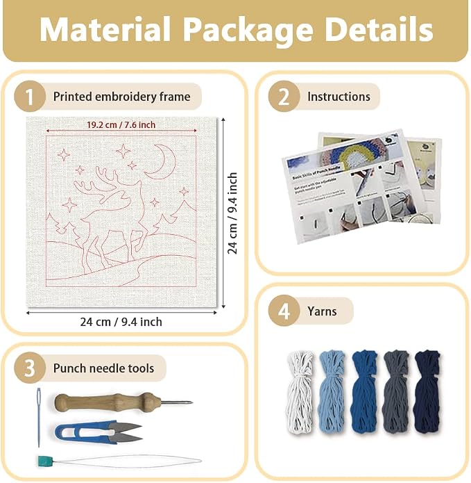 Doodlream Deer DIY Punch Needle Embroidery Kit - Image 2