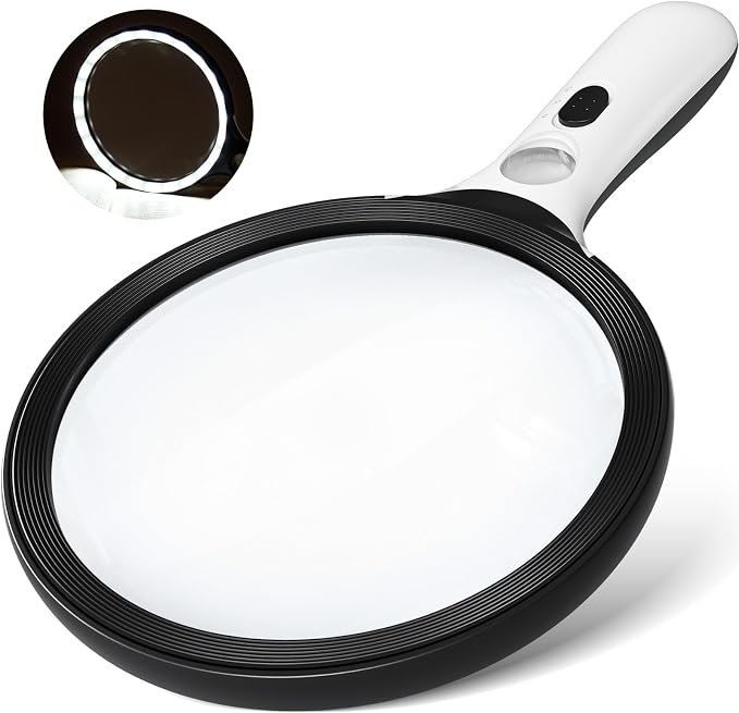 Magnifying Glass with Light Large 5" Lens, Handheld Illuminated Lighted by AIXPI