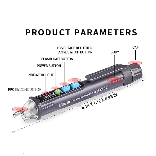 Voltage Tester, Non Contact AC Voltage Tester Pen, Wire Breakpoint Finder, Dual Range 12V-1000V/48V-1000V, Buzzer Flashing LED Alarm, Flashlight (Grey)