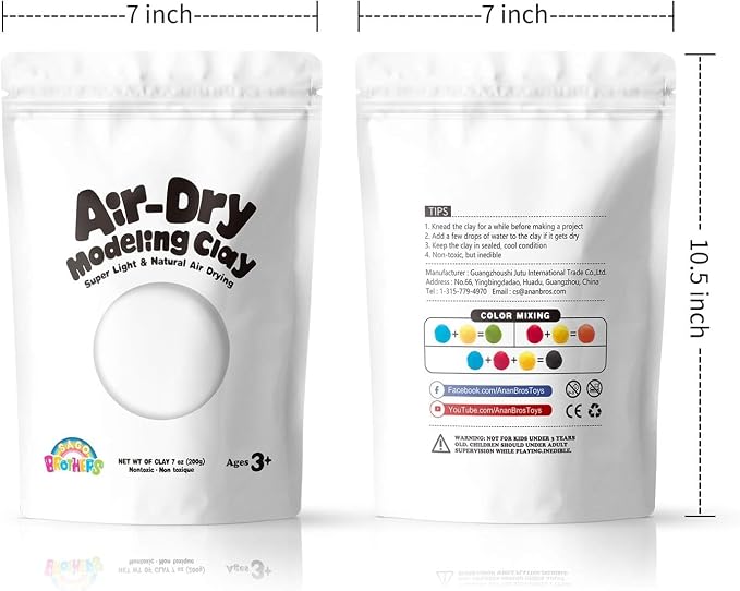 Sago Brothers White Air Dry Clay, 7oz Modeling Clay - Image 3