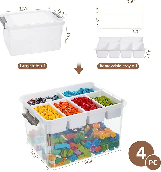 Citylife 32QT 4Packs Clear Craft Organizers and Storage Box - Image 2