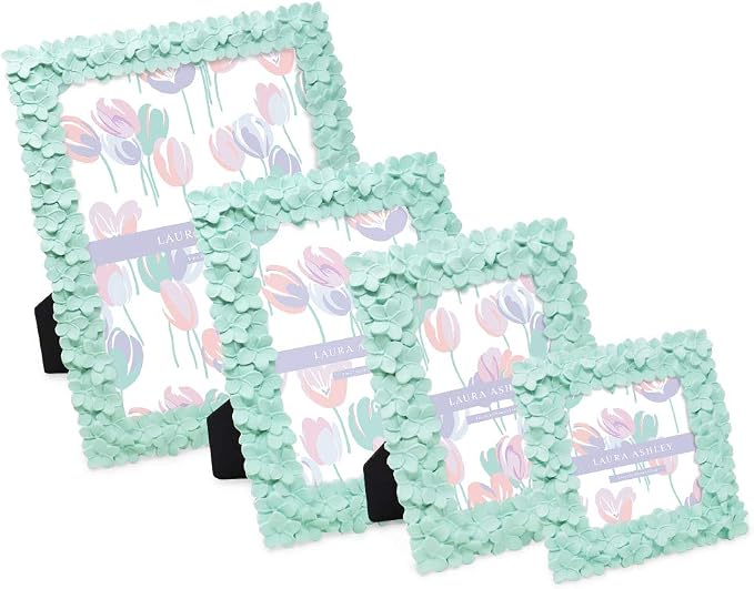 Laura Ashley 5x7 Mint Green Flower Textured Hand-Crafted Resin Picture Frame - Image 5