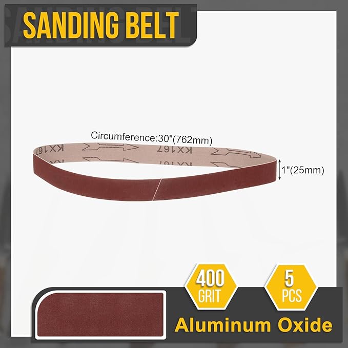 1 x 30 Inch Sanding Belt, 5 Pcs 400 Grit Knife Sharpener Belts Work Sharpening for Belt Sander Knife Carving Tool Metal Working