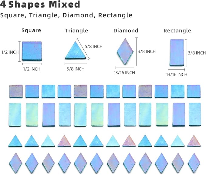 Lanyani Iridescent Mosaic Glass Tiles 200 Pieces Bulk Stained Glass Tile - Image 4