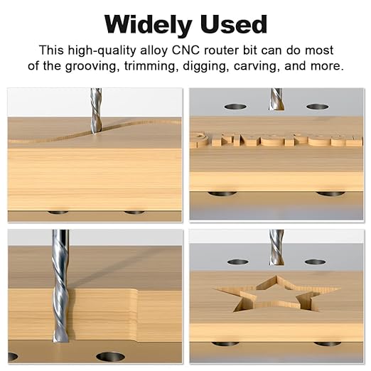 FivePears Up&Down Cut Spiral Router Bits Set for CNC, 1/4 inch Cutting Diameter and 1-1/4 inch Cutting Length 1/4 inch Shank Carbide End Mill Router Bit for Wood Carving Engraving Grinding Grooving