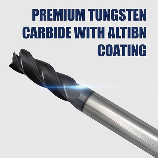 6 Pcs 1/8" Carbide Square End Mill, 4 -Flute TIALN Coated CNC Mill Bits for Steel, Alloy Steels, Hardened Steel, End Mills for Precision Milling Tasks, DIYers & Professionals