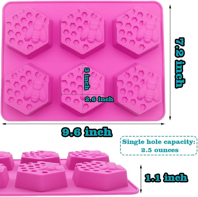 Sakolla 2 Pack Honeycomb Silicone Soap Molds, 6 Cavity Hexagon Bee Silicone - Image 2