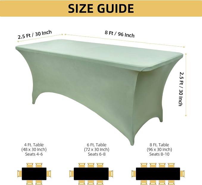 124 2-Pack 8ft Spandex Table Covers - Image 4