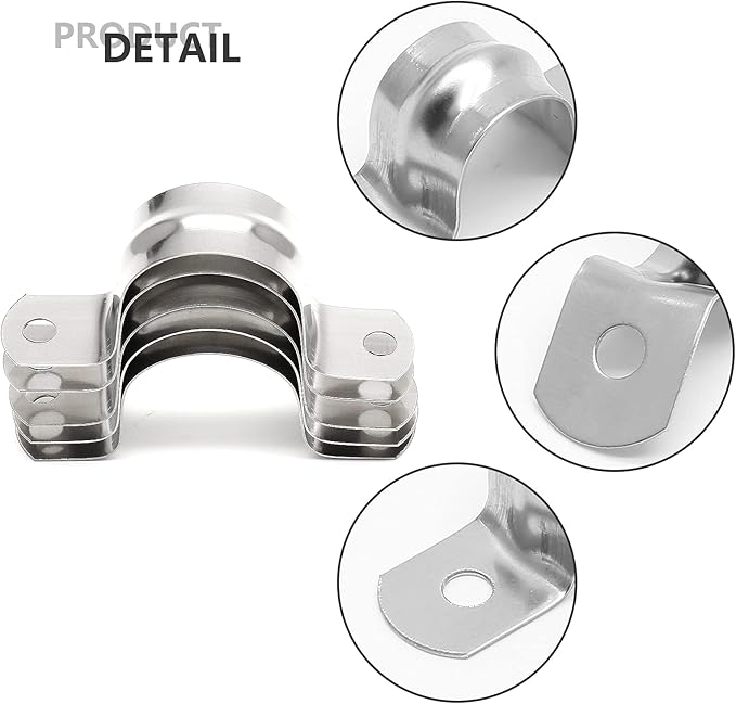 16Pcs 1-3/8 Inch Stainless Steel Conduit Clamps, Two Hole Strap U Bracket Rigid Pipe Strap Metal U Clamp Conduit Strap Tension Clips U-tube Clamp Heavy Duty