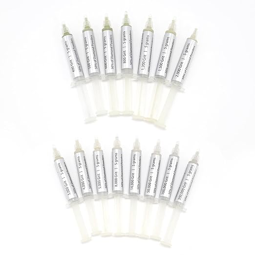 SCOTTCHEN 3Pcs Diamond Polishing Paste, 400/600/1,200 Grit, 54-80/22-36/10-20 Microns Lapping Compound with 50% Concentration of Diamond Powders for Jewelry, Metal, Ring, Glass, Coin, 5 Gram Each