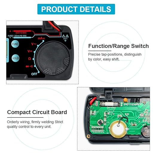 ALLOSUN Pocket Size Compact Digital Multimeter Auto Range Multi Continuity Tester (EM3082 (auto Range))