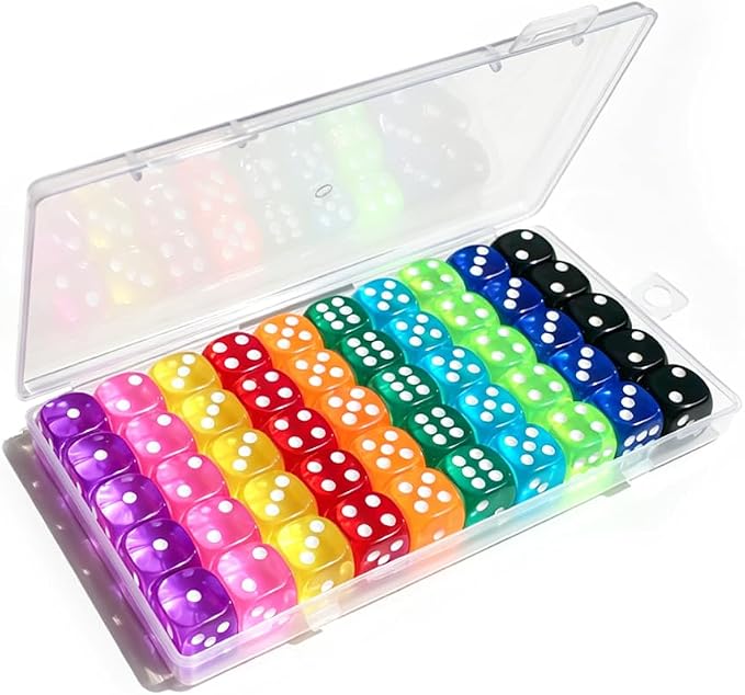 50 Pieces Dice Set, 14mm 6 Sided Colored Dice by Riaaorr