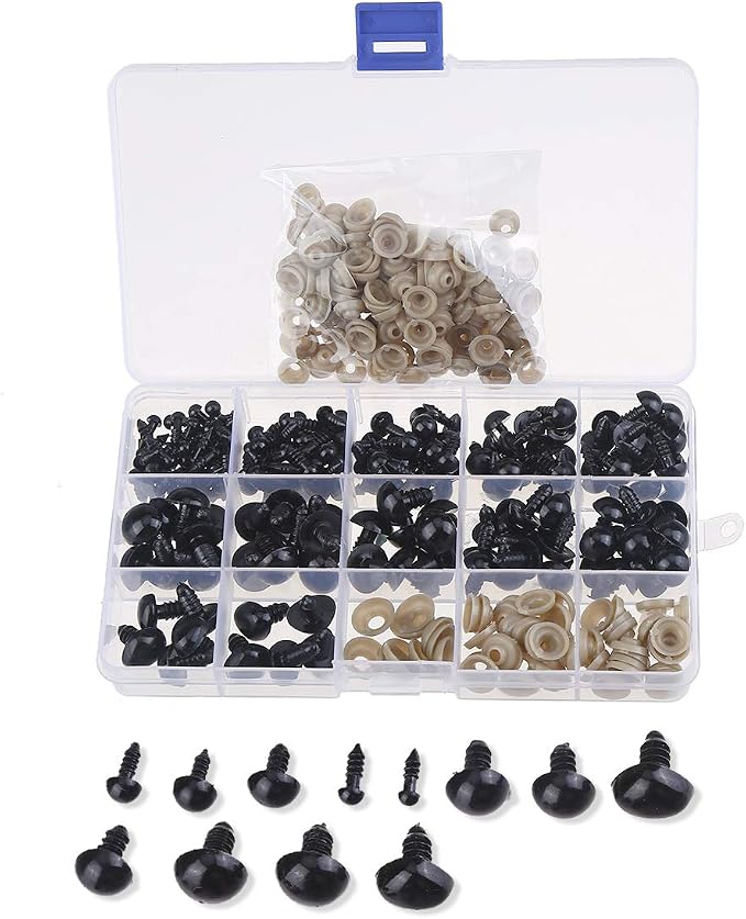190 PCS 5mm-14mm Solid Black Eyes by CCINEE