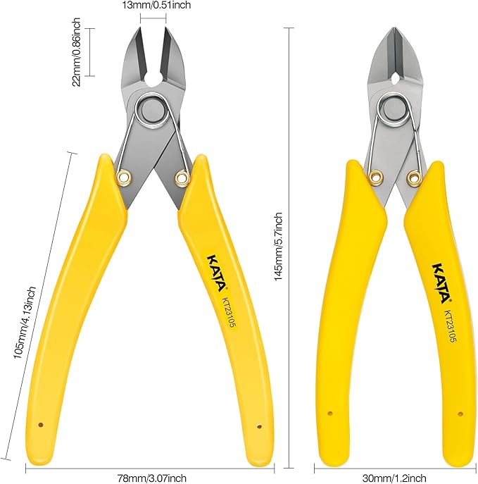 KATA 6 Inch Stainless Steel Wire Cutter, Heavy Duty Side Cutter, Flush Cutters, Micro Cutter Sprue Cutting Pliers for Cutting Electronics, Jewelry Making, Metal Wire, Crafting