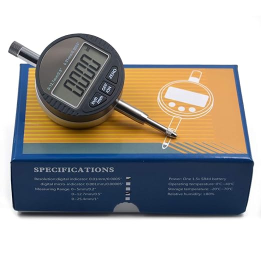 Electronic Digital Dial Indicator Gage Gauge Inch/Metric Conversion 0-0.5 Inch/12.7 mm with Back Lug Auto Off Featured Measuring Tool