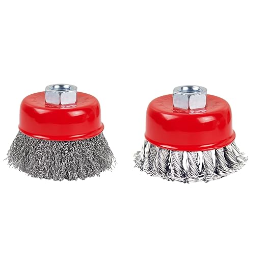 Wire Wheel Brush for 4-1/2" Angle Grinder 3in Wire Wheel Cup Twisted/Crimped Brushes 5/8"-11 Threads Arbor - 2pcs