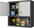 Metal Cabinet Wall Mounted, Garage Wall Storage Cabinets with 2 Door & Adjustable Shelves, Metal Wall Storage Cabinet for Bathroom, Office, Warehouse