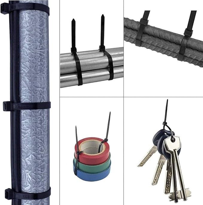 Black zip ties large Cable ties Nylon zip ties 16 inch long Zip ties100 per pack Environmentally friendly Industrial quality Uses 3 latches for stronger locks With 60 Pounds Tensile