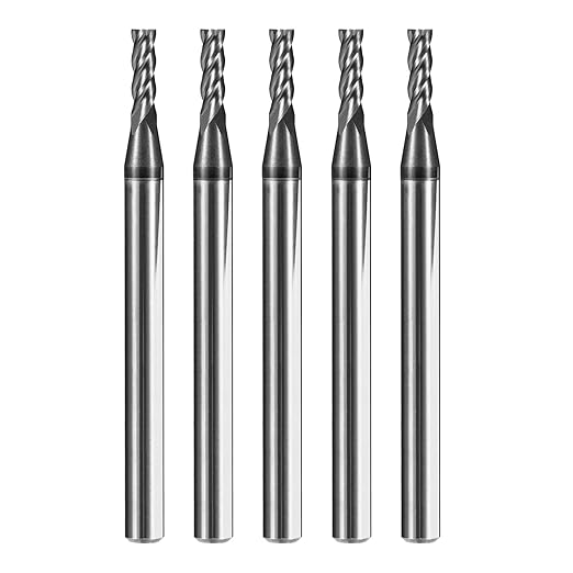 5pcs 1/16" Carbide Square End Mill Bits Set for Alloy Stees/Hardened Steels,Hrc55 Micro Grain Carbide Milling Cutter 4Flute CNC Router Bits with AlTiN Coating