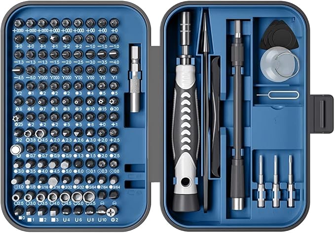 Precision Screwdriver Set 130 in 1 with 120 bits Repair Tool Kit Magnetic Screwdriver Kit with mini built-in box for Electronics iPhone Jewelers Game Console (130-IN-Blue)