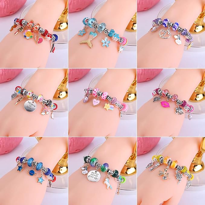 AIPRIDY 150 Pieces Charm Bracelet Making Kit, Unicorn Mermaid Crafts Gifts Set - Image 8