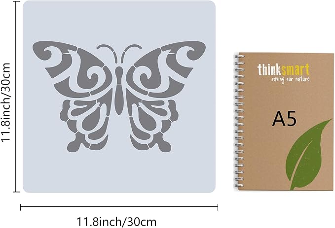 GORGECRAFT 12"X12"Butterfly Stencil Mandala Pattern Templates Reusable - Image 2