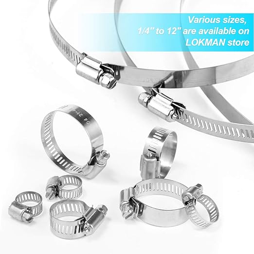 LOKMAN 20 Pack Stainless Steel Hose Clamp Adjustable 3/4'' - 1-1/8'' (19-29mm) Worm Gear Hose Clamp, Metal Fuel Line Pipe Clamp for Plumbing, Automotive And Mechanical Application