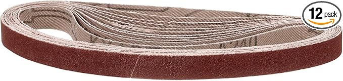 3/8 x 21 Inch Sanding Belt, 12 Pcs 240 Grit Knife Sharpener Belts Work Sharpening for Belt Sander Knife Carving Tool Metal Working
