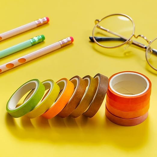 60 Rolls Washi Tape Sets 8mm Wide 10ft Long Basic Solid Color Rainbow Colored - Image 7