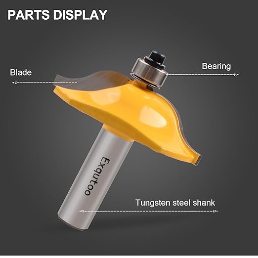 3PCS 1/2" Shank Router Bit Set, Raised Panel Cabinet Door Making Router Bits, Cemented Carbide Router Bits, Woodworking Tools Router Door & Window Bits (Tenon Joint Cutter Diameter: 1-3/4")