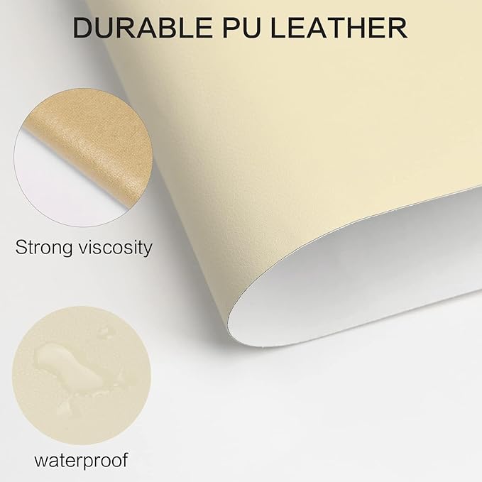 Leather Repair Patch Kit – 17x79 Inch Instant Repair for Scratches, Cracks & Peels on Furniture, Couch, Sofa, Car Seats, Handbags, Cabinets – Heavy-Duty Adhesive Leather Repair Tape (Beige)