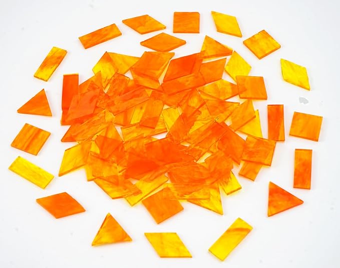 Large Textured Transparent Glass Mosaic Tiles, 200G Vibrant 4 Shapes Stained - Image 4