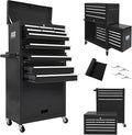 13 Drawer Rolling Tool Chest with Wheels, 2 in 1 Detachable Tool Chest with Drawers, Large Tool Box with Lock, Metal Tool Cabinet for Garage Workshop(Black)