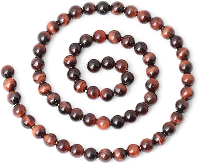 60PCS 6mm Natural Red Tiger Eye Gemstone Round Loose Beads - Image 2