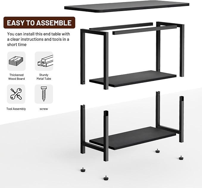 SLEEPING LAMB Side Table for Living Room, 3-Tier End Table for Small Space - Image 7
