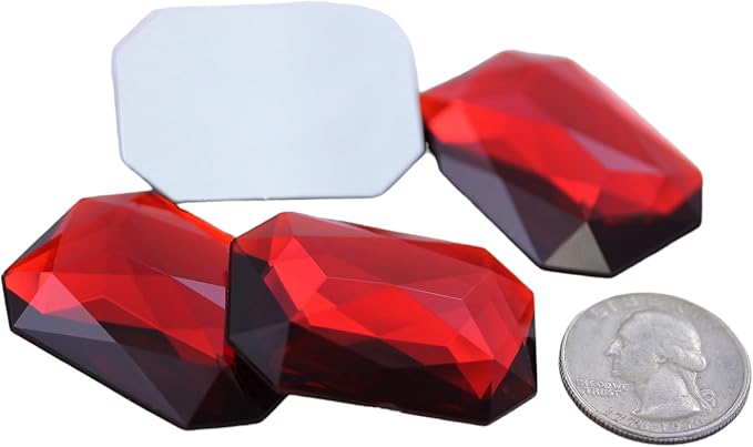 Allstarco 40x30mm Red Ruby A28 Large Flat Back Octagon Acrylic Rhinestones by Allstarco