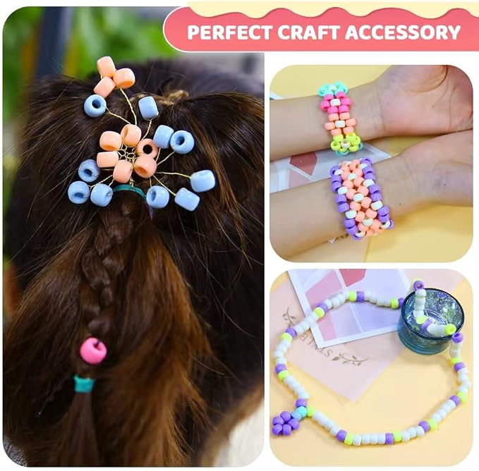 IOOLEEM 4000pcs Macaron Candy Colors Pony Beads, Beads - Image 3