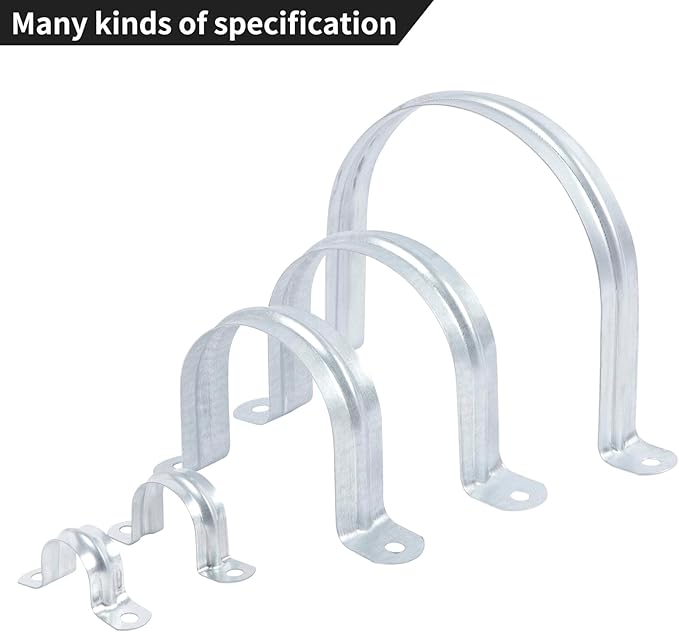 30 PCS 1-9/16 Inch Reinforced Rigid Pipe Strap, 2 Holes U Bracket Cable Clamp Hanger, Zinc Coated Tension Tube Clip, Conduits Strap Clamps for Pipe Fixing on Various Surfaces, 30 PCS(40 mm)